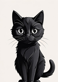Super Cute Black Cat Ri07p