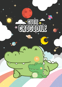Crocodile Sky Rainbow Midnight Black