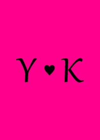 Initial "Y & K" Vivid pink & black.