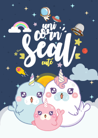 Seal Unicorn Galaxy Cute Navy Blue