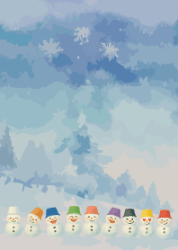 Colorful Snowman04 on brown