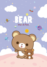 Brown Bear Kawaii Galaxy Violet