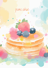 delicious pancakes on red & yellow JP