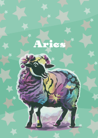 Aries constellation on blue green