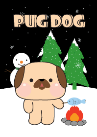 Pug Dog Winter Season Theme