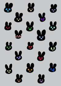 Colorful black rabbit party