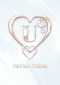 [ U ] Heart Charm & Initial  - Blue G