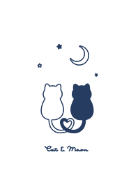 Cat & Moon 2/navy line WH