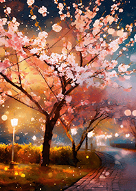 Beautiful night cherry blossoms#2720