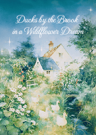 Ducks by the Brook in a Wildflower Dream
