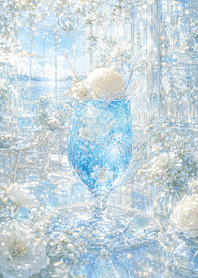 綠色 晨露閃耀白花玻璃咖啡館