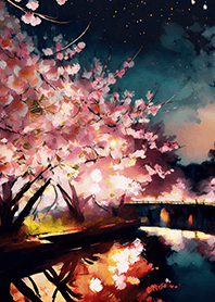 Beautiful night cherry blossoms#1962