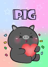 Cute Black Pig Love Pastel Theme