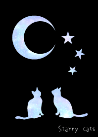 月と星空の猫:ブラック#cool