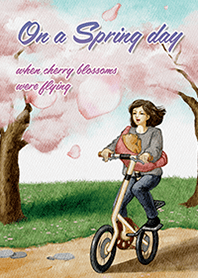On a spring day with cherry blossoms