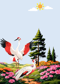 Red-crowned crane theme