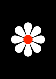 Simple White Flower [ Black ] Ver.2