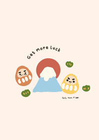 在富士山的幸運達摩與貓咪