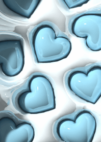 3D Glossy White and light blue Heart.