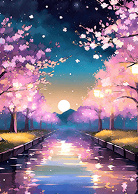 Beautiful night cherry blossoms#629