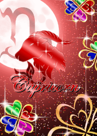 Capricorn -four Leaf Clover Moon Red-