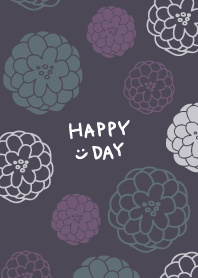 Handwritten flower Gray and purple Japan