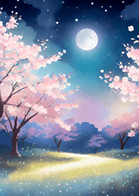 Beautiful night cherry blossoms#1044