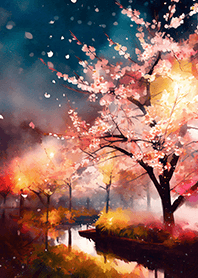 Beautiful night cherry blossoms#879