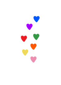 Colorful hearts. Seven colors.