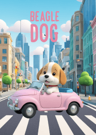 Cute Beagle Dog in City Theme