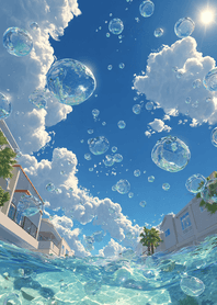 Blue Sparkling Pool Under Blue Sky