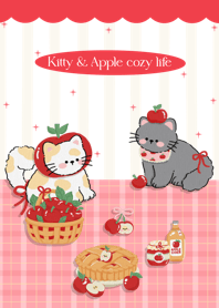 Kitty & Apple cozy life (red)