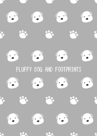 FLUFFY DOG AND FOOTPRINTS-GRAY