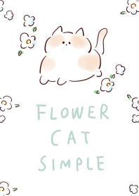 cat and flower design in white blue.