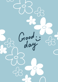 Handwritten flower Darkish Blue Japan