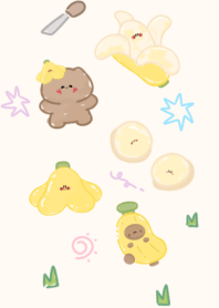 A bear eating a Nam Wa banana.