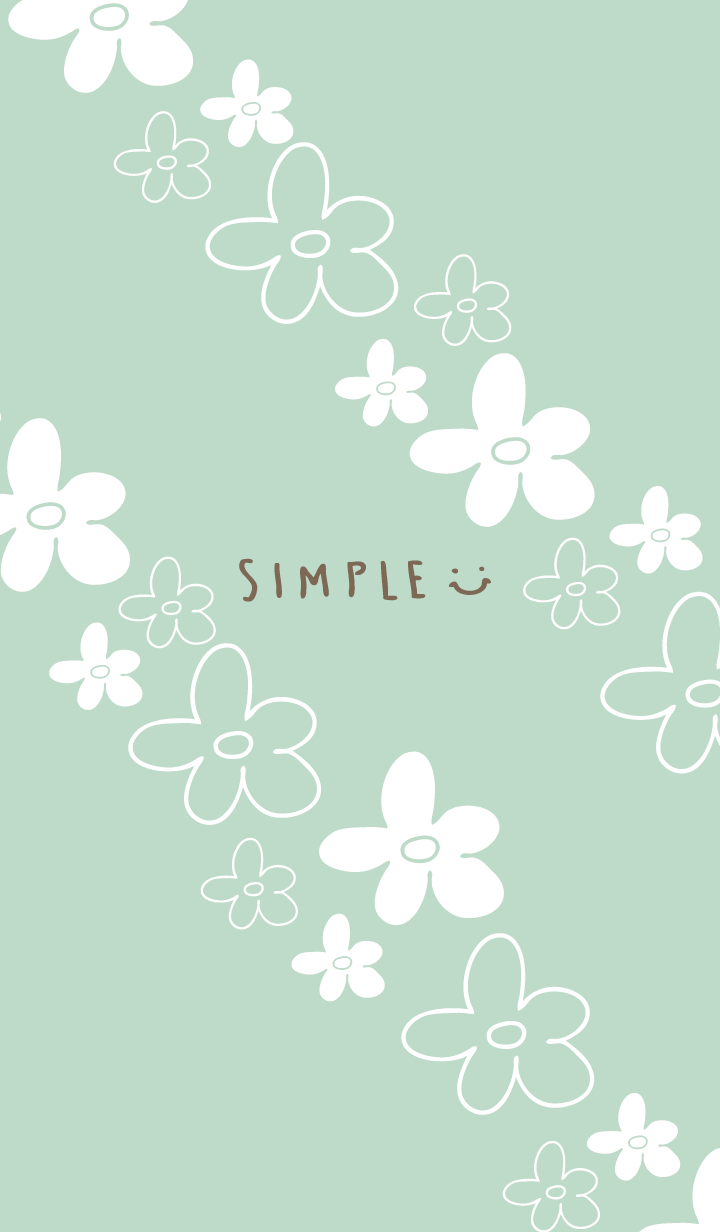 Handwritten flower Darkish Green2 Japan