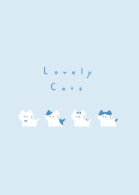 Small Cats (no line)/ aqua blue BW