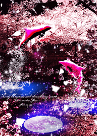 cherry blossoms and dolphins love luck