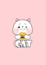 Simple White Cat  Love Food Theme