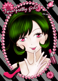 Twin pretty girls -Pink-