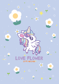 Unicorn Love Flower Kawaii