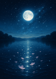 The Moon Tears on a Silent Lake