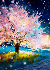 Beautiful night cherry blossoms#73