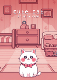Cute cat in a pink room - pixel