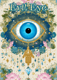 Evil Eye Hamsa Hand Blue Gold