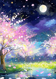 Beautiful night cherry blossoms#118