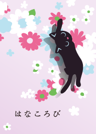 Black cat and flowers