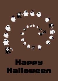 Halloween ghosts on brown background