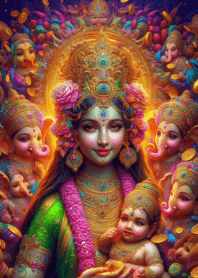 Divine Blessings of Uma and Ganesha